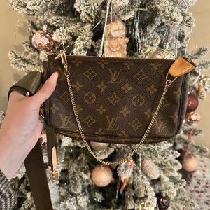 Vintage Louis Vuitton Pouchette with added crossbody